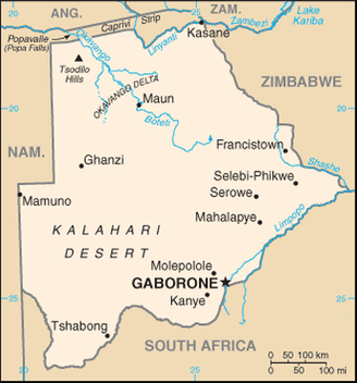 Карта Ботсваны.