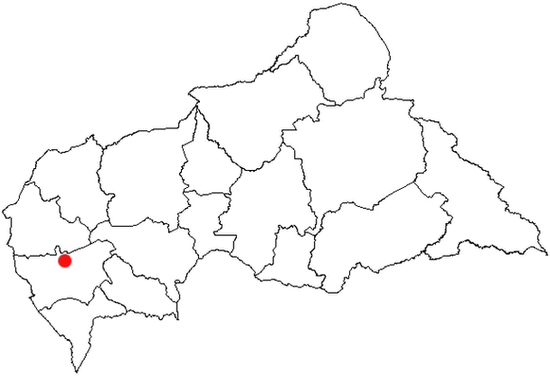 Положение города на карте Центральноафриканской Республики.