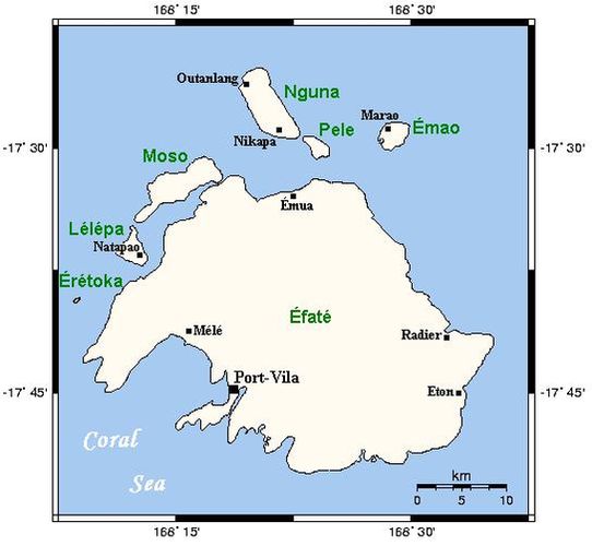 Карта острова Эфате