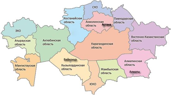 Административное деление Казахстана