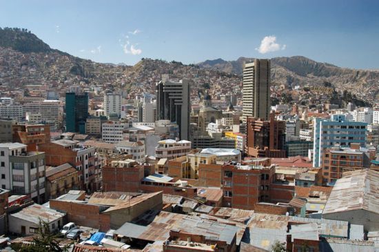 Центр города Ла-Пас, административного центра Боливии
