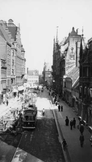 Трамвайное движение в Мальмё. Фото 1913 года.