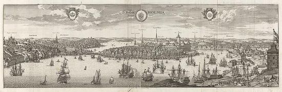 Вид Старого города из альбома гравюр Швеция древняя и современная (XVII век).