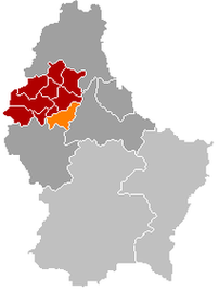 Оранжевый цвет - коммуна Хедершейд, красный - кантон Вильц.
