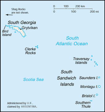 Южная Георгия и Южные Сандвичевы острова — карта