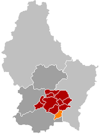 Оранжевый цвет - коммуна Вейлер-ла-Тур, красный - кантон Люксембург.