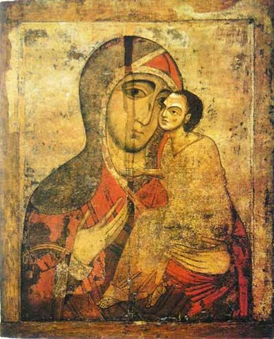 Старорусская икона Божией Матери «Умиление» датируется началом XIII века
