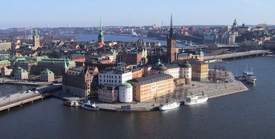 Старый город в Стокгольме. Вид с воздуха