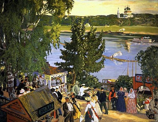 Борис Кустодиев. Прогулка на Волге. 1909 год