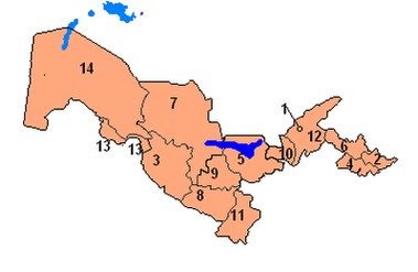 Карта административно-территориального деления Узбекистана