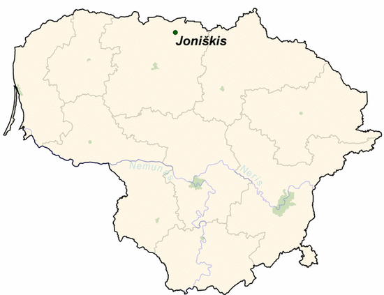 Йонишкис на карте Литвы