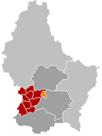 Оранжевый цвет - коммуна Копсталь, красный - кантон Капеллен.