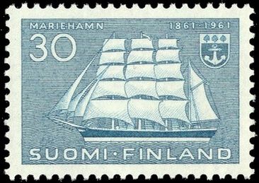 Марка Финляндии, выпущенная к 100-летию Мариехамна, 1961