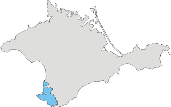 Территория Севастопольского горсовета на карте полуострова Крым