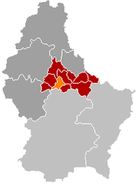 Оранжевый цвет - коммуна Эттельбрук, красный - кантон Дикирх.