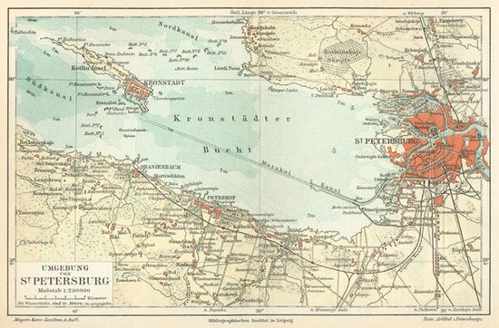 Кронштадт на карте конца XIX века