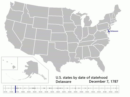 Динамика вхождения штатов в состав США