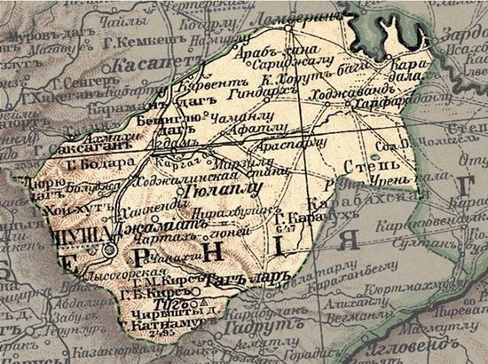 Селение Ханкенды на карте Шушинского уезда Елизаветпольской губернии 1903 года