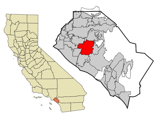 Санта-Ана на карте Калифорнии