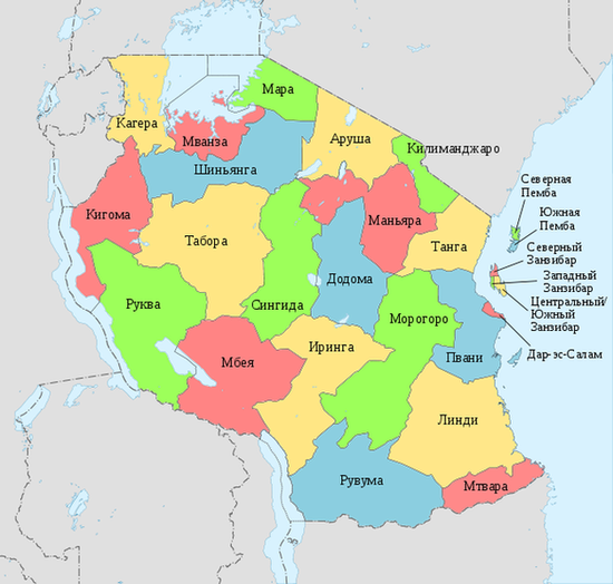 Области Танзании.