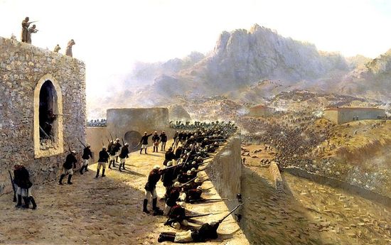 Отбитие штурма крепости Баязет 8 июня 1877 года, Лев Лагорио, картина 1891 года