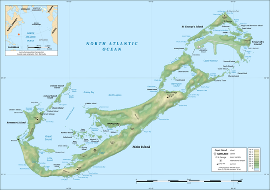 Топографическая карта Бермудских островов
