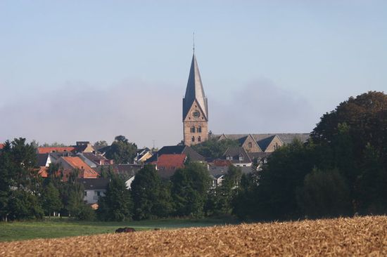 Вид на Штайнхайм с католической приходской церковью Св. Марии