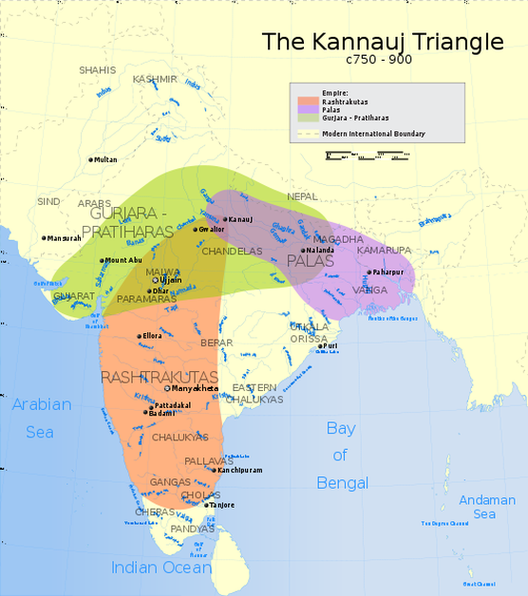 Треугольник Каннауджа - географическая точка столкновения трех империй