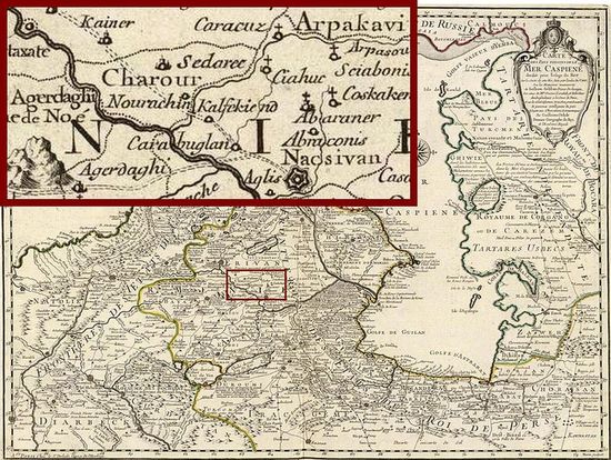 Шарур (Charour) на карте 1723 года Гийома Делиля