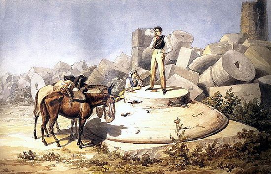 Карл Брюллов. Портрет В. А. Перовского на капители колонны. 1824