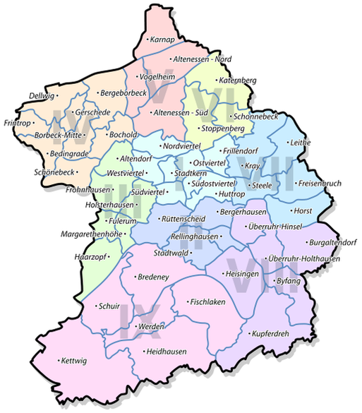 Карта административных районов Эссена