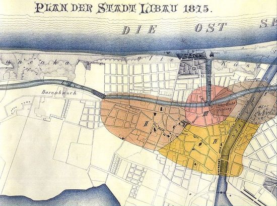 Карта Либавы 1875 года