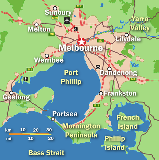 Карта Большого Мельбурна