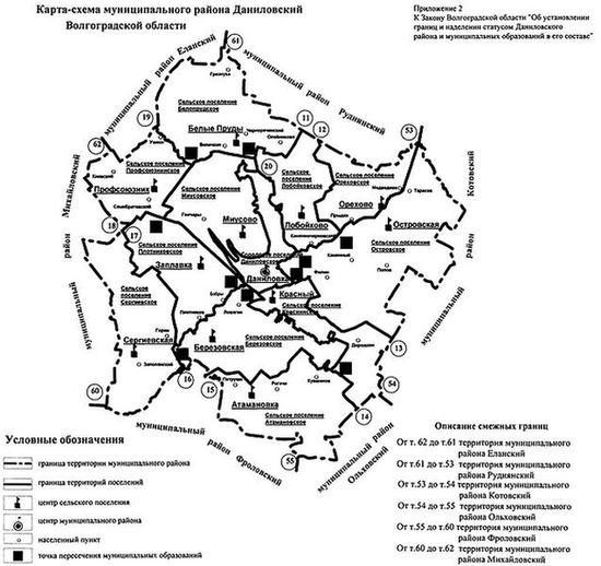 Карта-схема муниципальных образований в составе Даниловского района