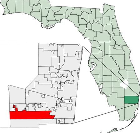 Пемброк Пайнс и округ Броуард на карте Флориды