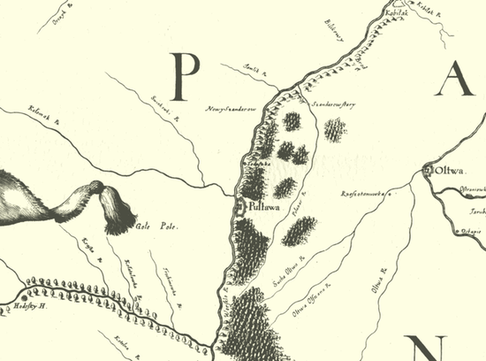Полтавская крепость на карте Боплана 1650 года.
