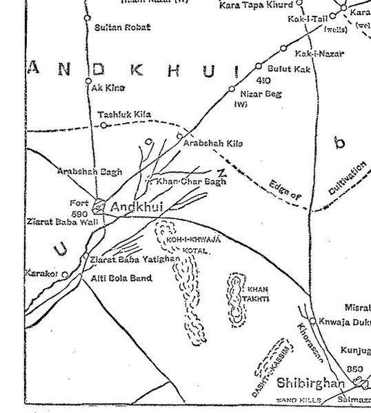 Карта провинции Андхой 1886 года