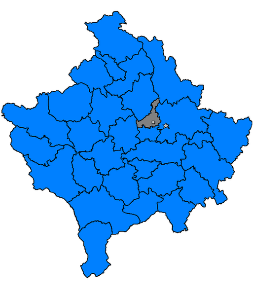 Город и муниципалитет Обилич на карте автономного края Косово и Метохии