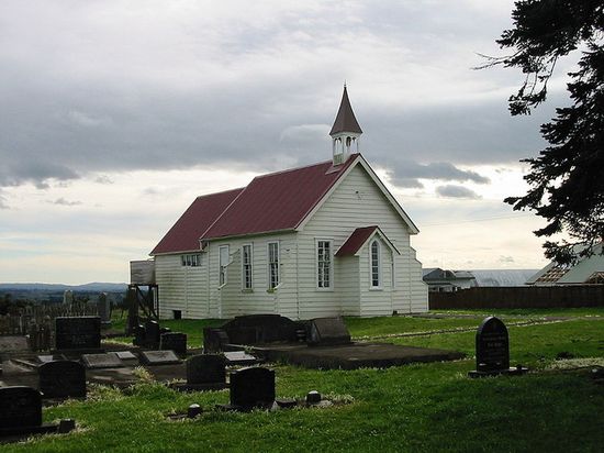 Церковь, у которой в 1863 году произошло столкновение между маори и европейскими колонистами.