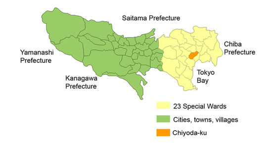 Район Тиёда на карте