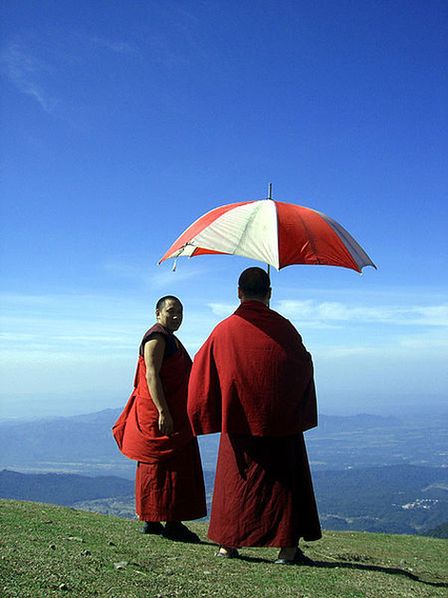 Тибетские монахи в районе Биллинг на горе над деревней Бир