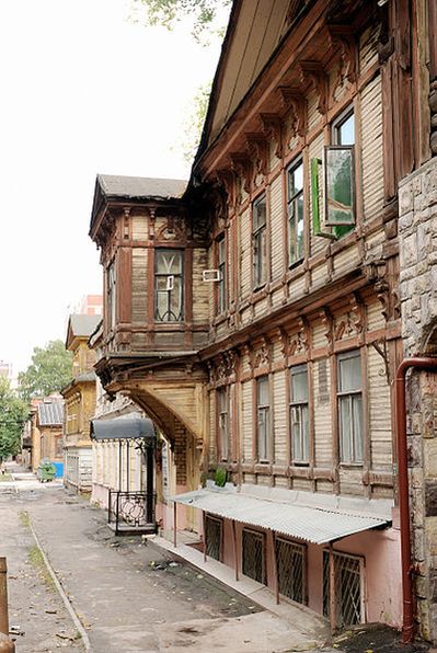 Старинная деревянная застройка в центре Нижнего Новгорода