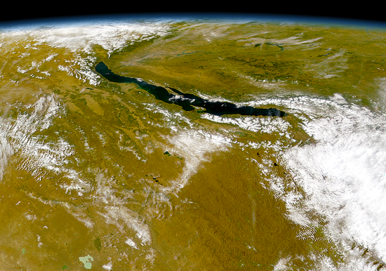 Озеро Байкал. Снимок со спутника.