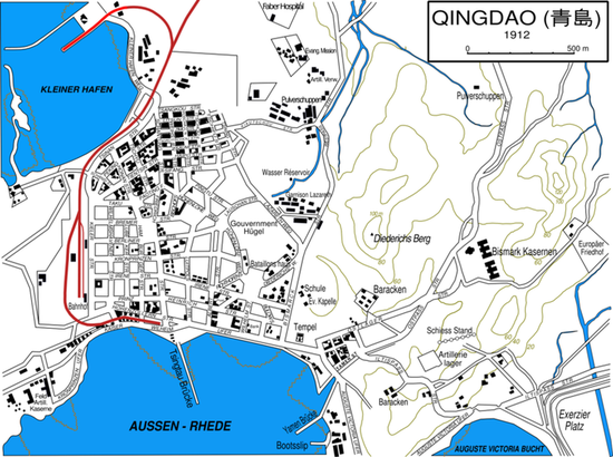 Карта Циндао в 1912 году
