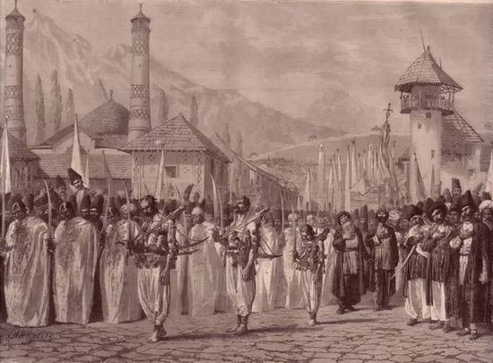 Религиозная процессия на празднике Мохаррем в Шуше. Картина В. В. Верещагина. 1865 год