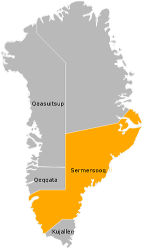 Муниципалитет Сермерсоок на карте Гренландии