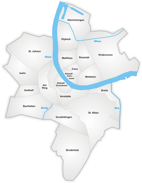 Карта городских кварталов Базеля