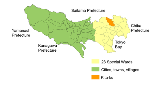 Район Кита на карте