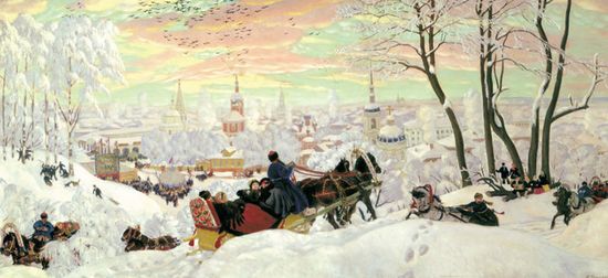 Картина Бориса Кустодиева «Масленица» (1916)