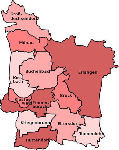 Городские районы города Эрлангена